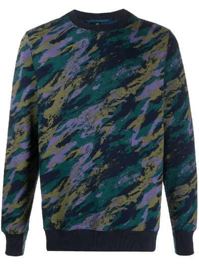 Shop Ps By Paul Smith Camouflage-print Organic Cotton Sweatshirt In Blue