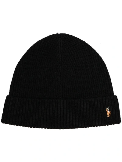 Shop Polo Ralph Lauren Ribbed-knit Beanie In Black