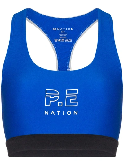 Shop P.e Nation Logo-print Sports Bra In Blue