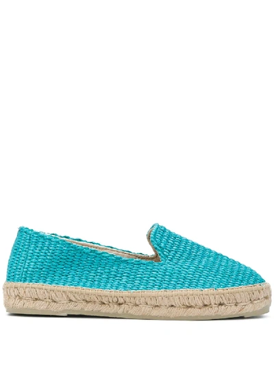 Shop Manebi Flat Woven Espadrilles In Blue