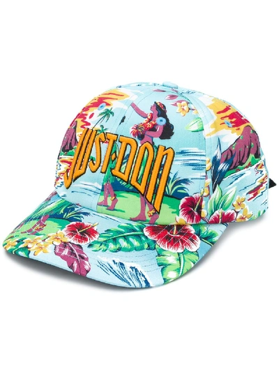 Shop Just Don Tropical Print Baseball Cap In Blue