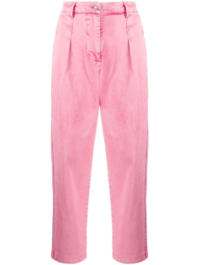 Shop 8pm High-waisted Straight-leg Jeans In Pink