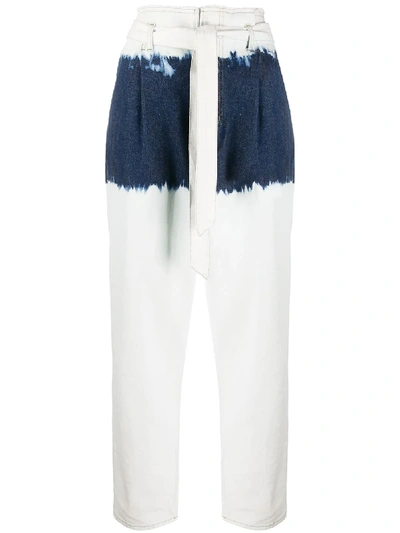 Shop 8pm Belted Tie-dye Jeans In White