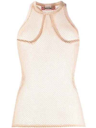 Shop Pinko Mesh Tank Top In Neutrals