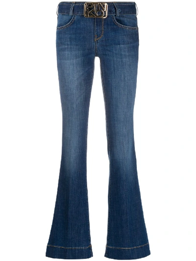 Shop Pinko Flare-fit Belted Jeans In Blue