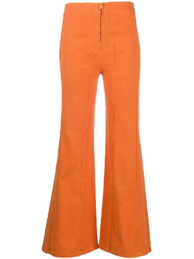 Shop Alberta Ferretti High-waisted Flared Trousers In Orange