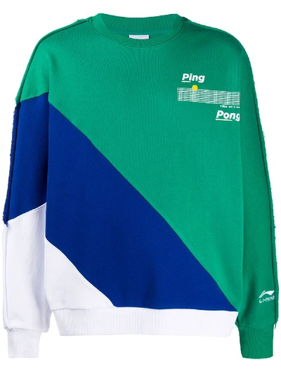 Shop Li-ning Colour Block Sweatshirt In Green