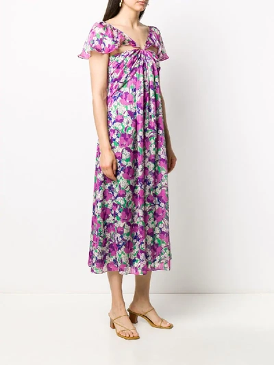 Shop Pinko Floral Print Midi Dress In Purple