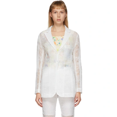 Shop Cecilie Bahnsen White Organza Kapri Blazer