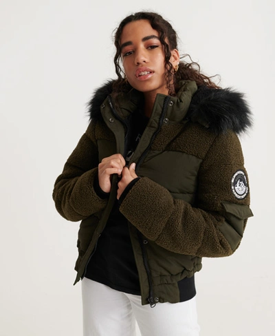 Shop Superdry Ella Sherpa Bomber Jacket In Khaki