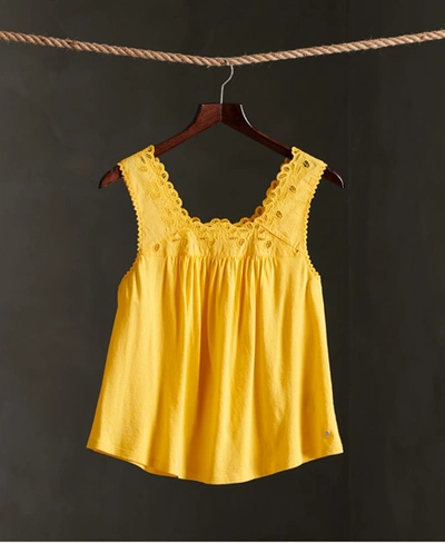 Shop Superdry Woven Trim Vest Top In Yellow