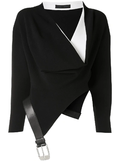 Shop Proenza Schouler Belt-detail Cowl-neck Top In Black