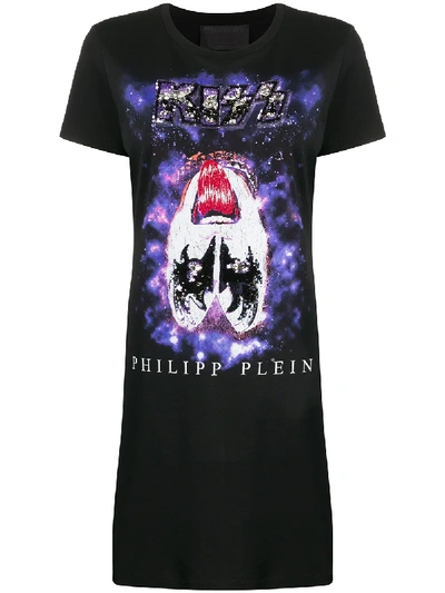 Shop Philipp Plein Kiss-print T-shirt Dress In Black
