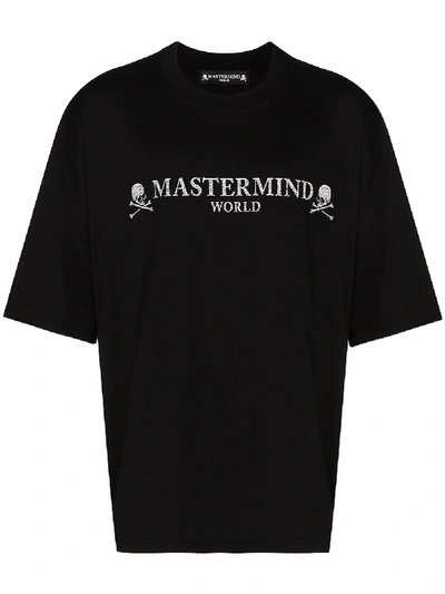 Shop Mastermind Japan Logo-embroidered T-shirt In Black