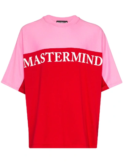 Shop Mastermind Japan Panelled Logo-print T-shirt In Pink