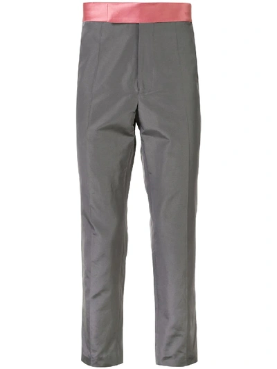 Shop Haider Ackermann Contrast Waist Tailored Trousers In Grey