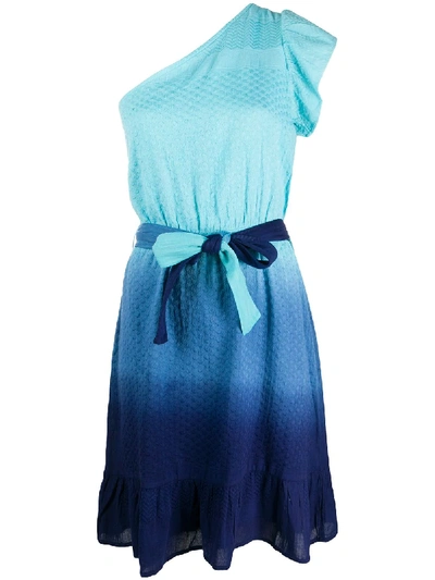 Shop Cecilie Copenhagen Belita Ruffle Sleeve Dress In Blue