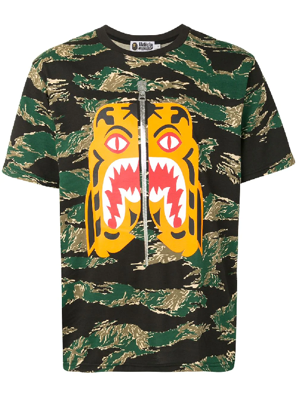 Bape Camouflage Print T-shirt In Green | ModeSens