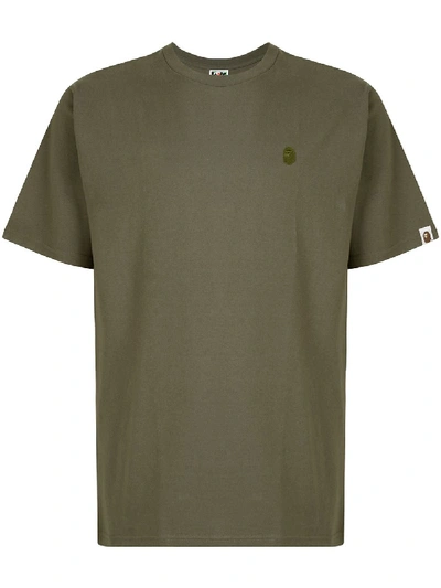 Shop Bape Embroidered Logo T-shirt In Green