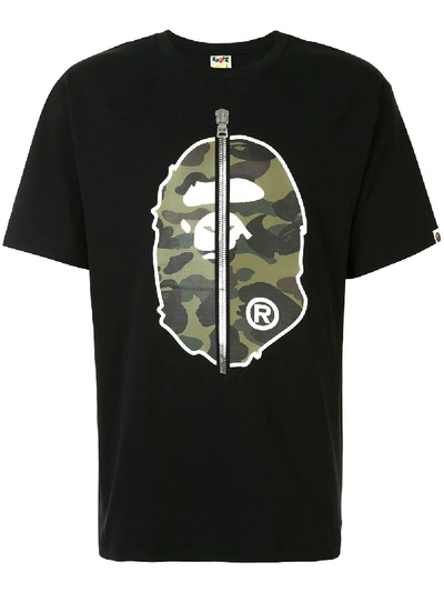 Shop Bape Camouflage Print T-shirt In Black