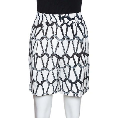 Pre-owned Joseph Monochrome Rope Printed Silk Shorts M In White