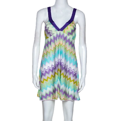 Pre-owned Missoni Mare Multicolor Chevron Knit Cover Up Mini Dress S