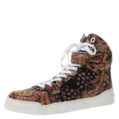 Pre-owned Givenchy Multicolor Paisley Print Satin Tyson High Top Trainers Size 40