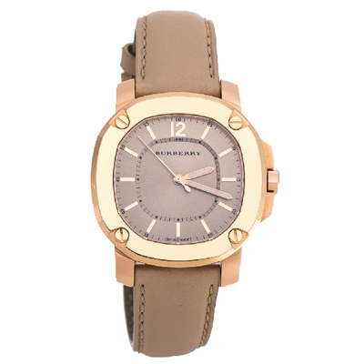Pre-owned Burberry Beige Rose Gold Plated The Britain Bby1503 Women's Wristwatch 36 Mm