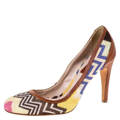 Pre-owned Missoni Multicolor Patterned Knit Fabric Pumps Size 38
