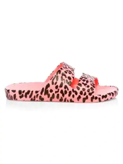 Shop Freedom Moses Leopard-print Plastic Pool Slides In Pink