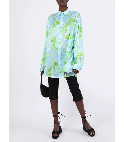 Shop Balenciaga Leaf Vine Print Blouse In Blue