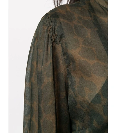 Shop Dries Van Noten Sheer Leopard Print Button-down Blouse In Brown