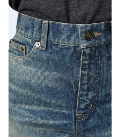 Shop Saint Laurent Cut-off Denim Shorts In Blue