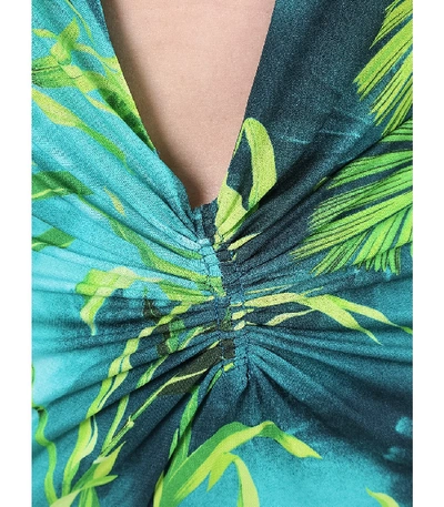 Shop Versace Jungle Print Halter Dress In Green