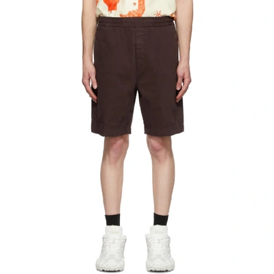 Shop Acne Studios Brown Cotton Twill Shorts In Darkbrown