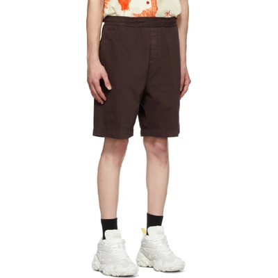 Shop Acne Studios Brown Cotton Twill Shorts In Darkbrown