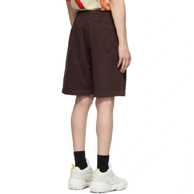 Shop Acne Studios Brown Cotton Twill Shorts In Darkbrown