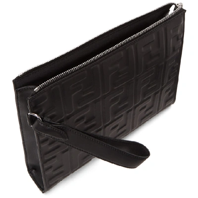 Shop Fendi Black Forever  Embossed Pouch In F0gxn Nero