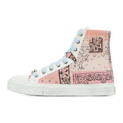 Shop Amiri Pink Bandana Reconstructed Sunset High-top Sneakers In Sal