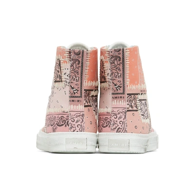 Shop Amiri Pink Bandana Reconstructed Sunset High-top Sneakers In Sal