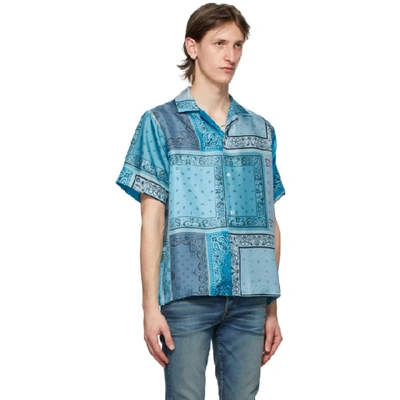 Shop Amiri Blue Silk Bandana Reconstructed Shirt In Aqu