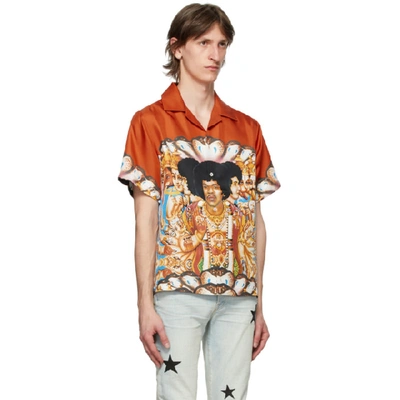 Shop Amiri Multicolor Silk Jimi Hendrix Shirt In Coral