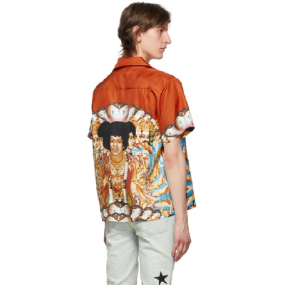 Shop Amiri Multicolor Silk Jimi Hendrix Shirt In Coral