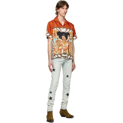 Shop Amiri Multicolor Silk Jimi Hendrix Shirt In Coral