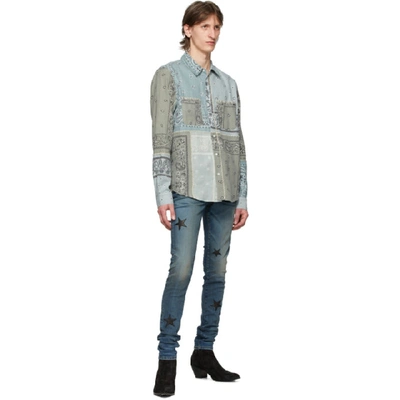 Shop Amiri Green Flannel Bandana Reconstructed Shirt In Pli