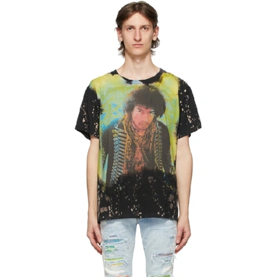 Shop Amiri Black Bleached Jimi Hendrix T-shirt In Blk