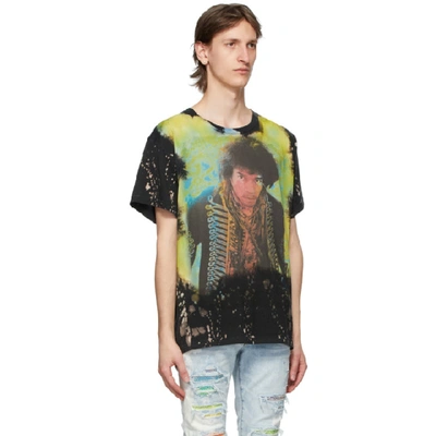 Shop Amiri Black Bleached Jimi Hendrix T-shirt In Blk