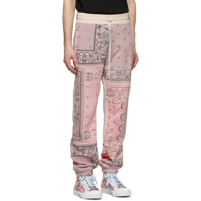 Shop Amiri Pink Bandana Reconstructed Sweatpants In Cor