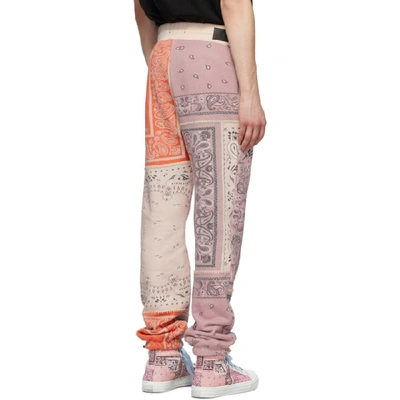 Shop Amiri Pink Bandana Reconstructed Sweatpants In Cor