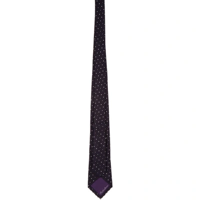 Shop Ralph Lauren Purple Label Navy Silk Polka Dot Tie